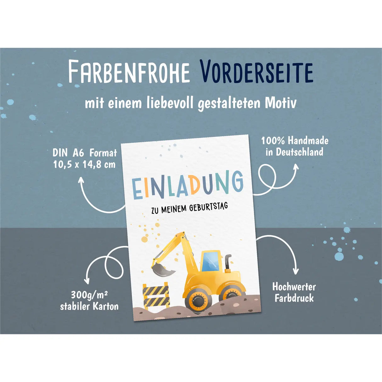 Einladungskarte Kindergeburtstag Baustelle