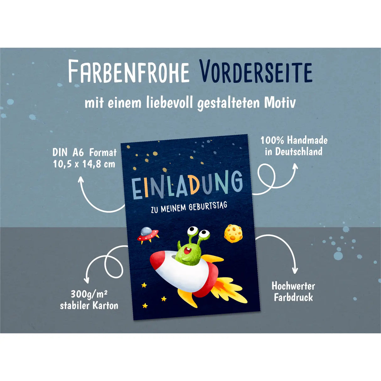 Einladungskarte Kindergeburtstag Space
