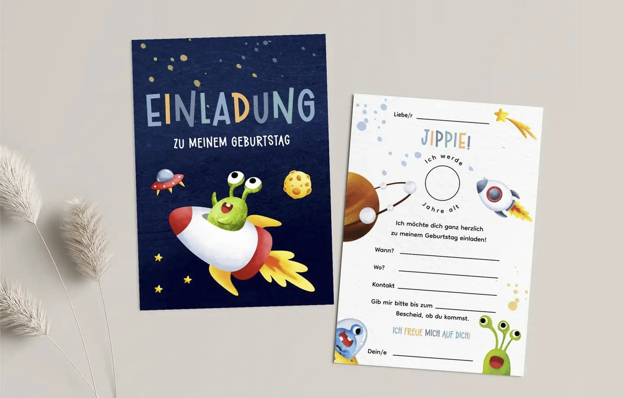 Einladungskarte Kindergeburtstag Space