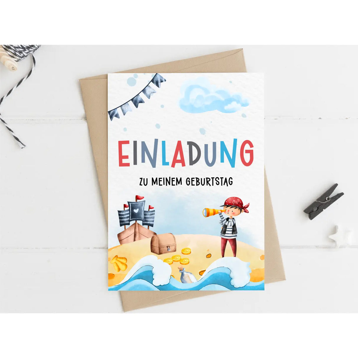 Einladungskarte Kindergeburtstag Pirat