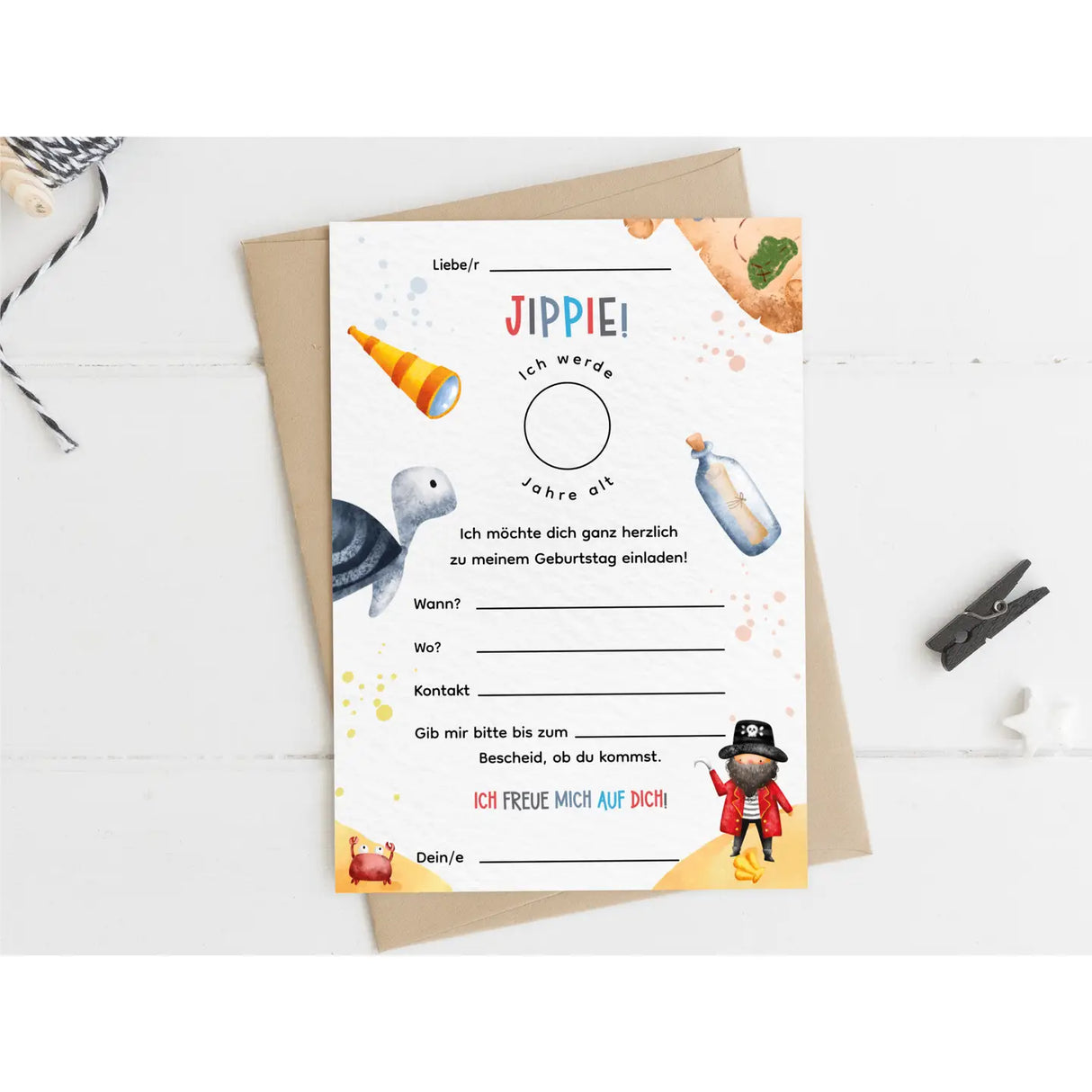 Einladungskarte Kindergeburtstag Pirat