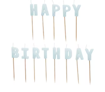 Geburtstagskerzen Happy Birthday Pastellblau