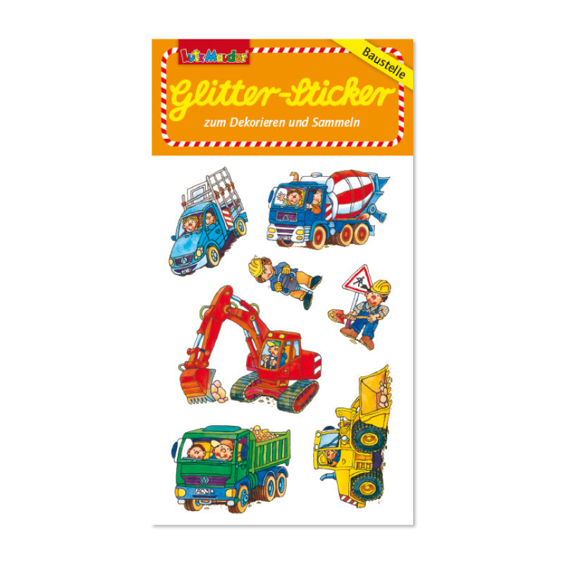 Glitzer Sticker Baufahrzeuge