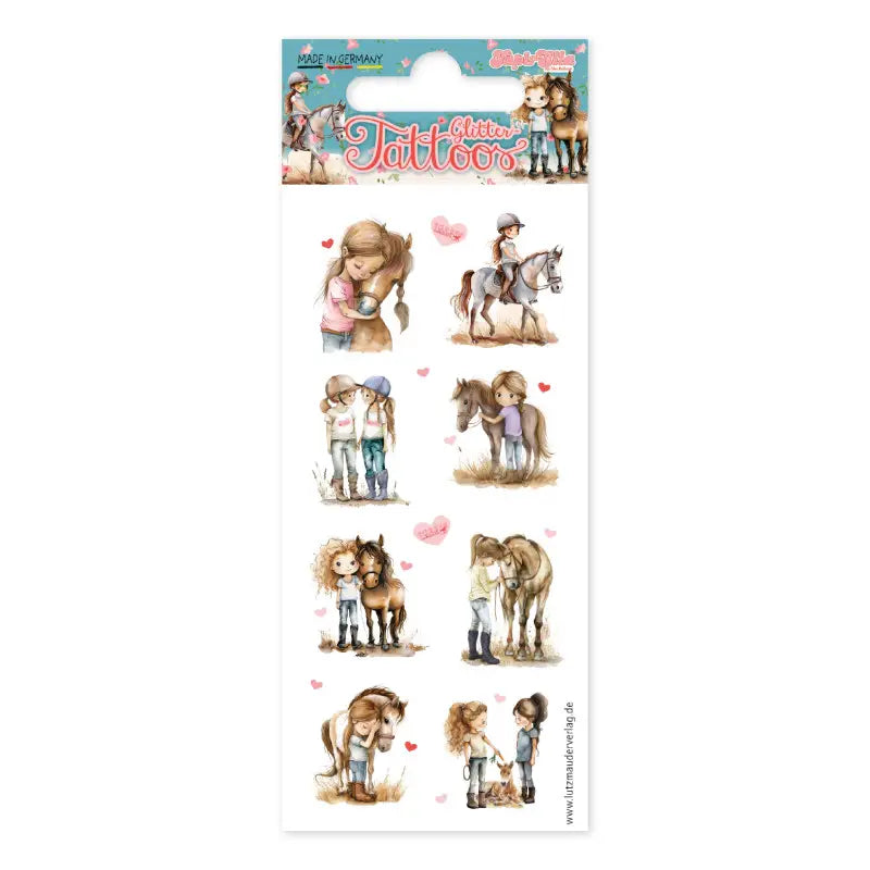 Kinder Glitzer Tattoo Pferdemädchen