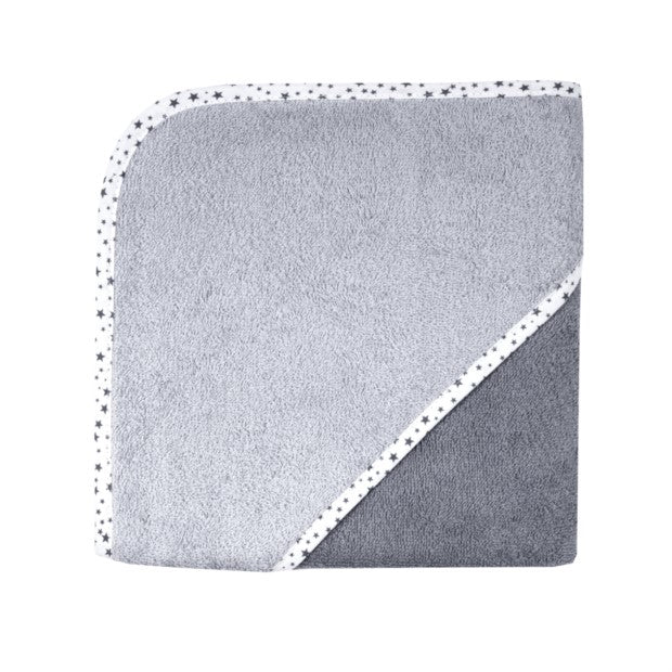 Kapuzen Badetuch Grau mit Sternen