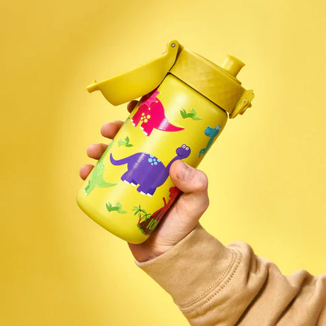 Kinder Edelstahlflasche Ion8 mit Motiv 350ml Dino Gelb