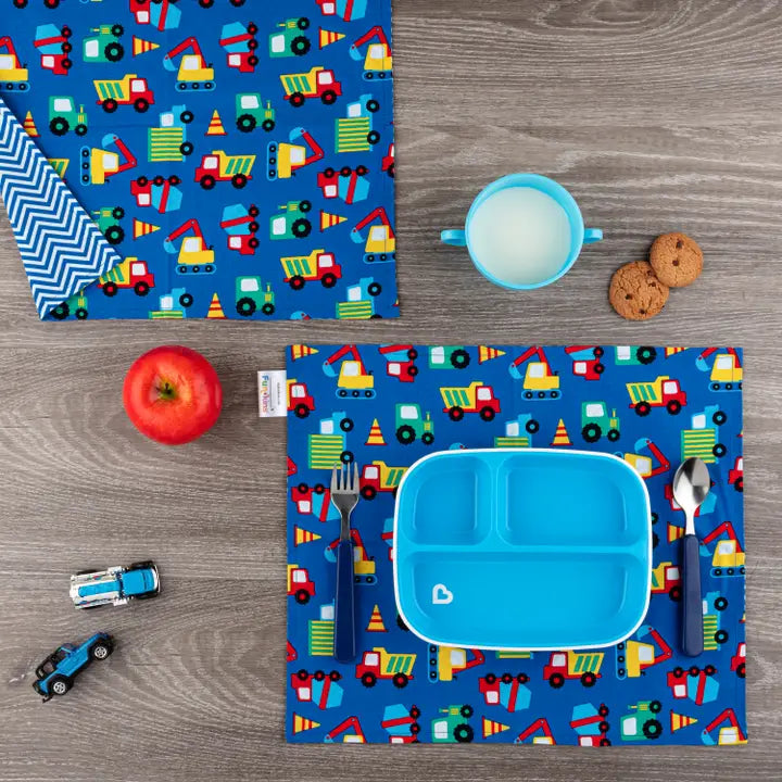 Kinder Tischset Baufahrzeuge