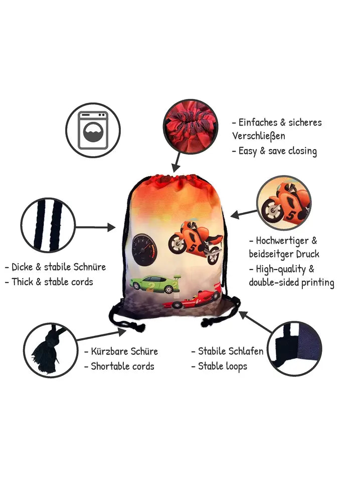 Turnbeutel Kinder Polyester Racing