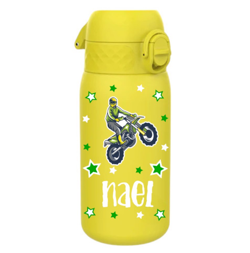 trinkflasche, trinkflasche kinder, trinkflasche kinder edelstahl, trinkflasche kinder edelstahl personalisiert, trinkflasche kinder ohne plastik, trinkflasche personalisiert, trinkflasche kinder personalisiert, trinkflasche junge, trinkflasche junge personalisiert, trinkflasche kinder auslaufsicher, kindergarten, schule, spielgruppe, trinkflasche bedruckt, trinkflasche beschriftet, trinkflasche mit motocross, trinkflasche kinder gelb