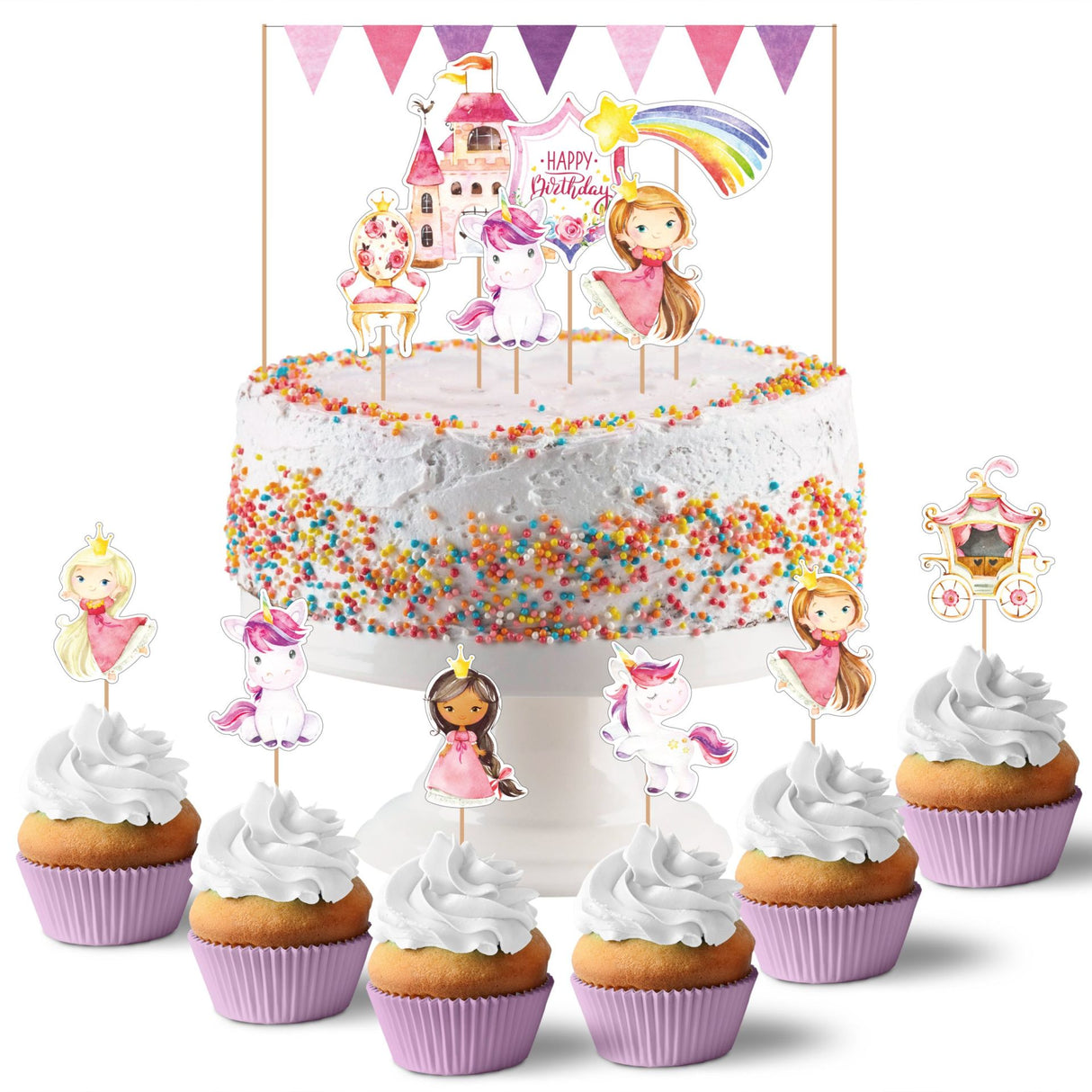 Kuchen Dekoration Einhorn und Prinzessin