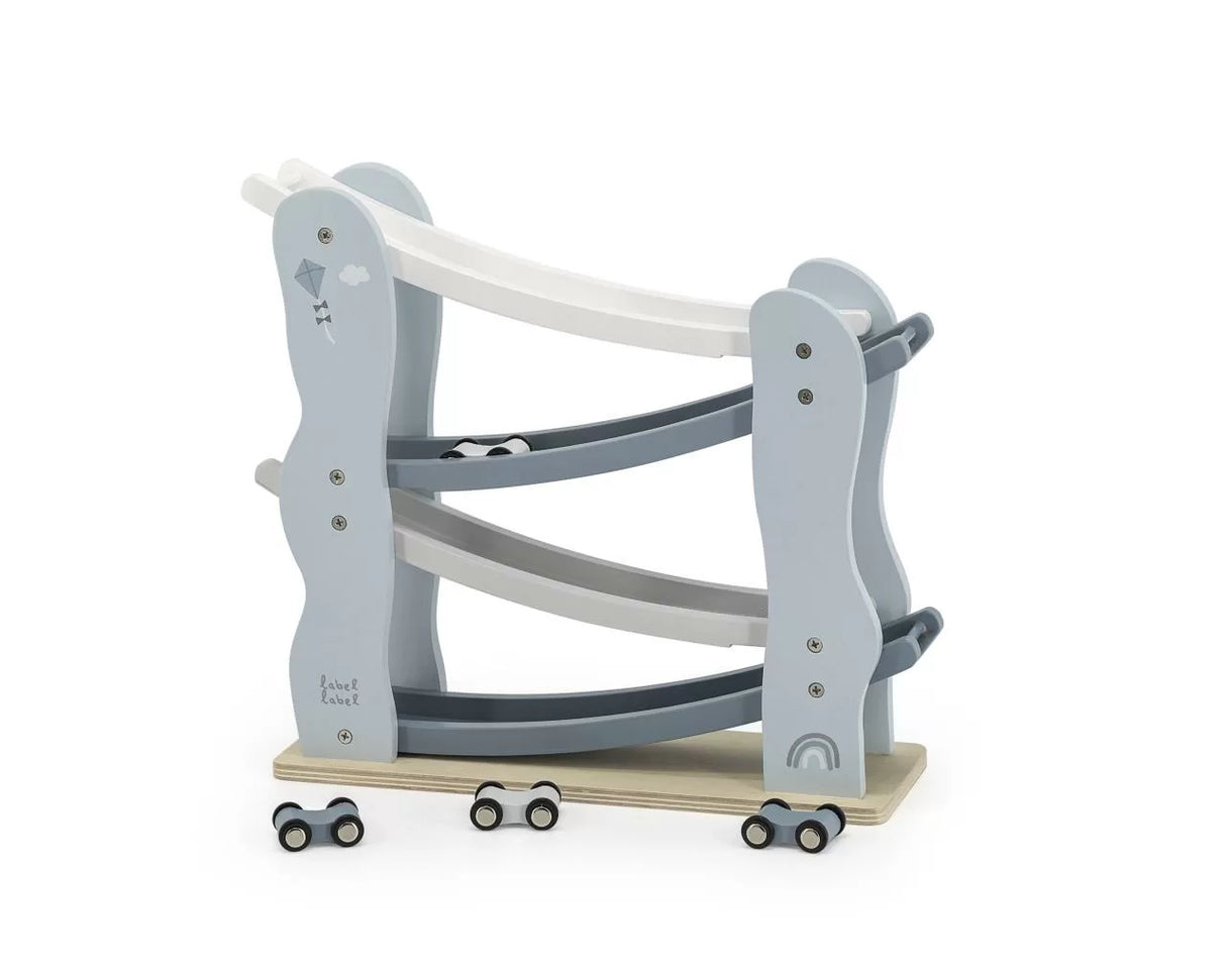 Label Label Kugelbahn mit Auto Blau