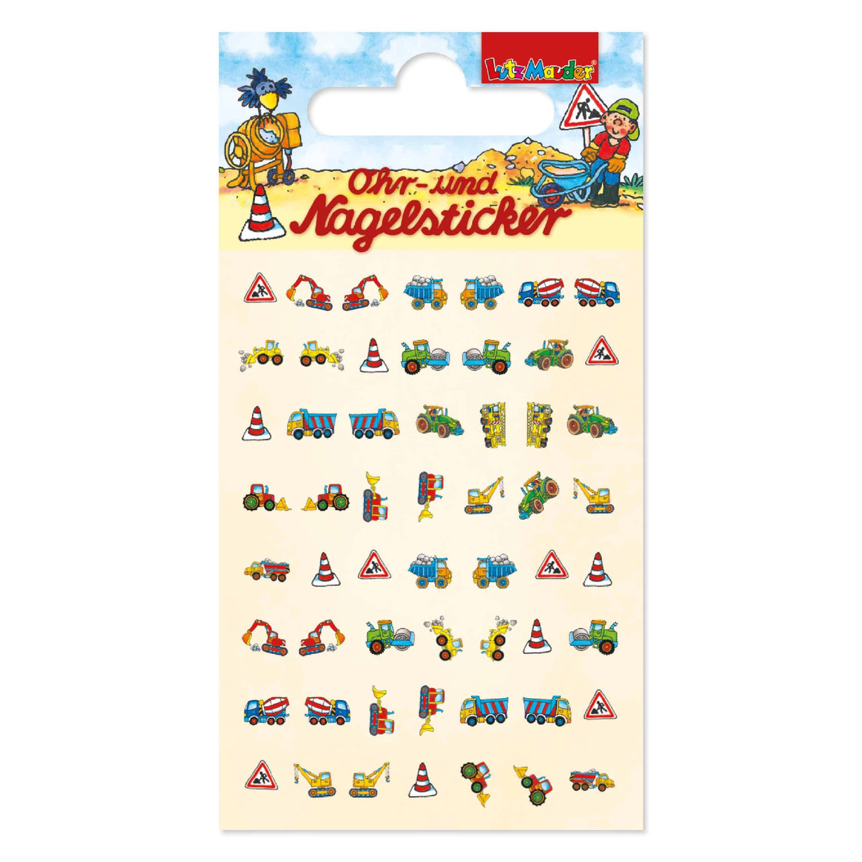 Ohr und Nagelsticker Baufahrzeuge