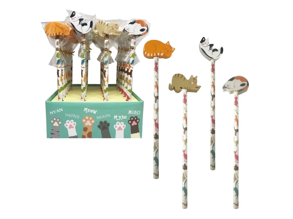 Bleistift mit Radiergummi Katze liegend assortiert