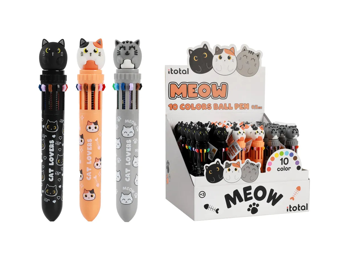Kugelschreiber Katze mit 10 Farben assortiert