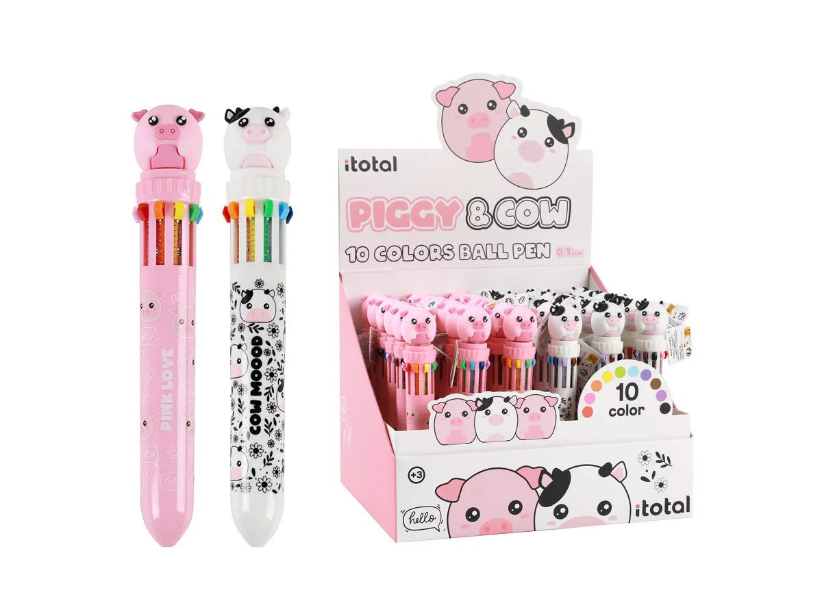 Kugelschreiber Kuh & Schwein mit 10 Farben assortiert