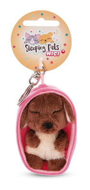 Schlüsselanhänger Plüsch Sleeping Pets Hund Braun