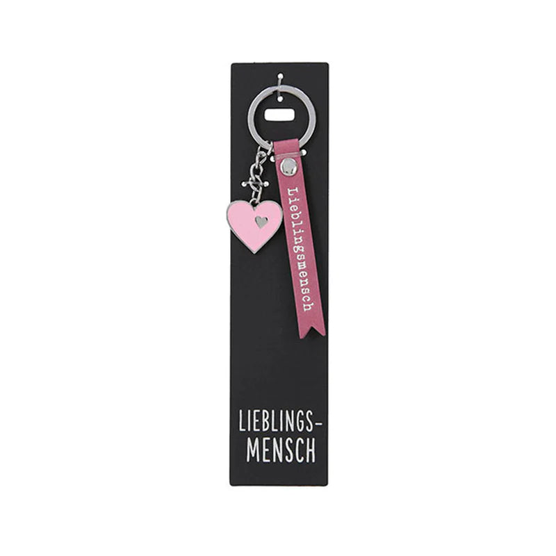 Schlüsselanhänger mit Lederband Herz Rosa - Lieblingsmensch