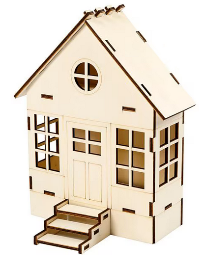 Wichtelhaus 3D aus Holz Nature