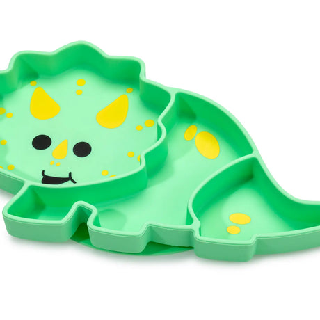 Kinder Silikonteller mit Saugnapf Dino grün