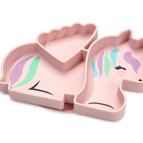 Kinder Silikonteller mit Saugnapf Einhorn rosa