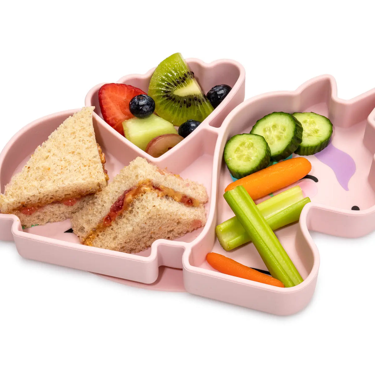 Kinder Silikonteller mit Saugnapf Einhorn rosa