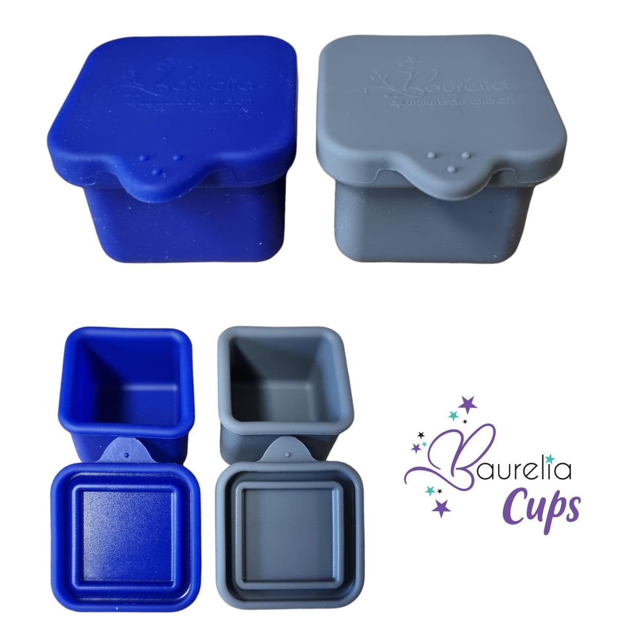 Silikonformen Baurelia Cups mit Deckel 2er Set Blau/Grau