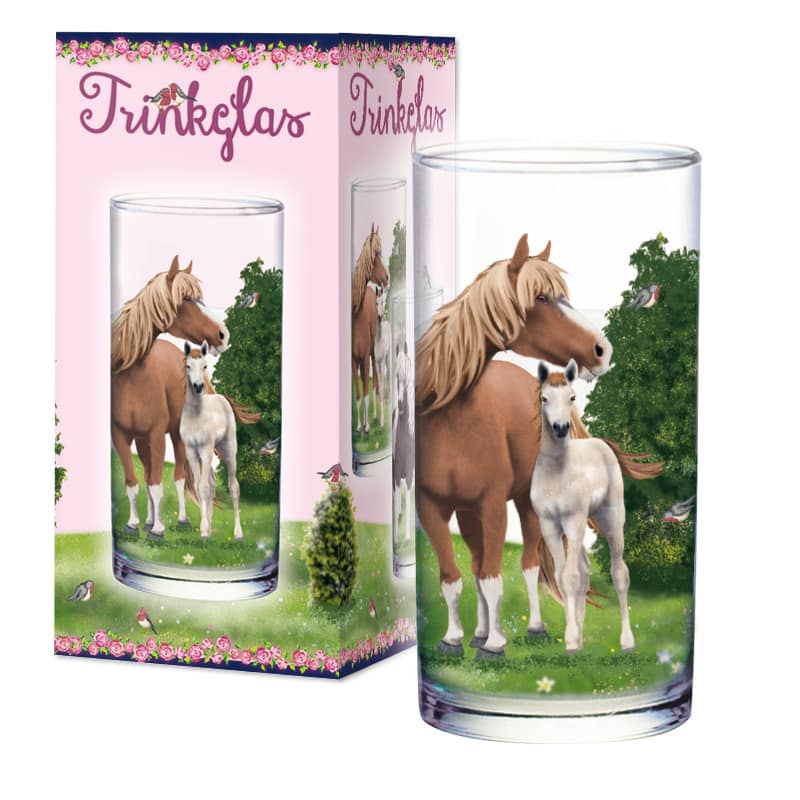 Trinkglas Pferde