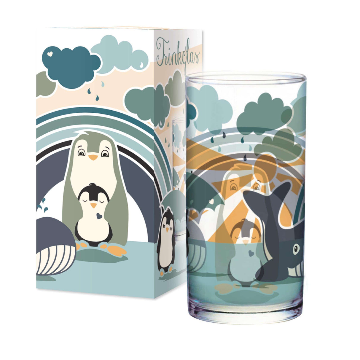 Trinkglas Pinguin Familie