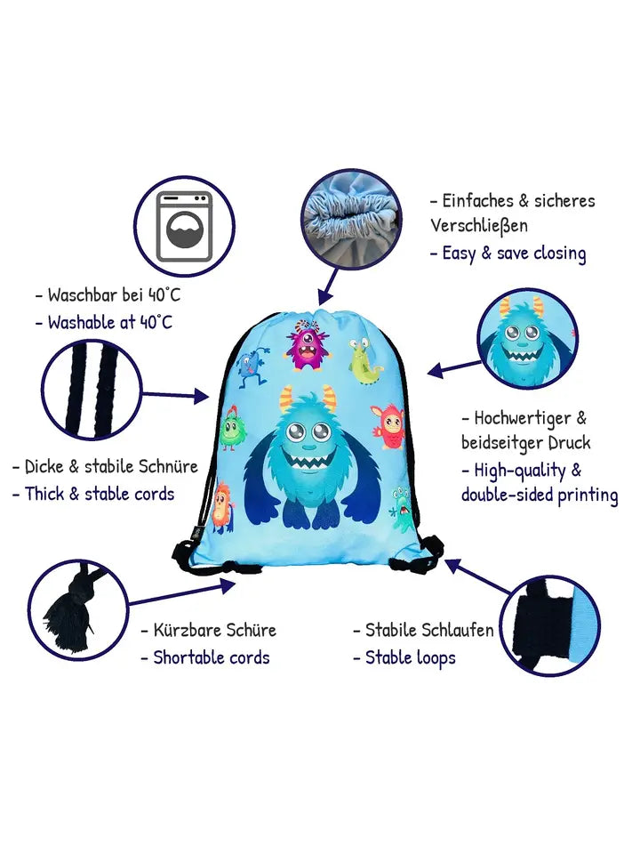 Turnbeutel Kinder Polyester Monster
