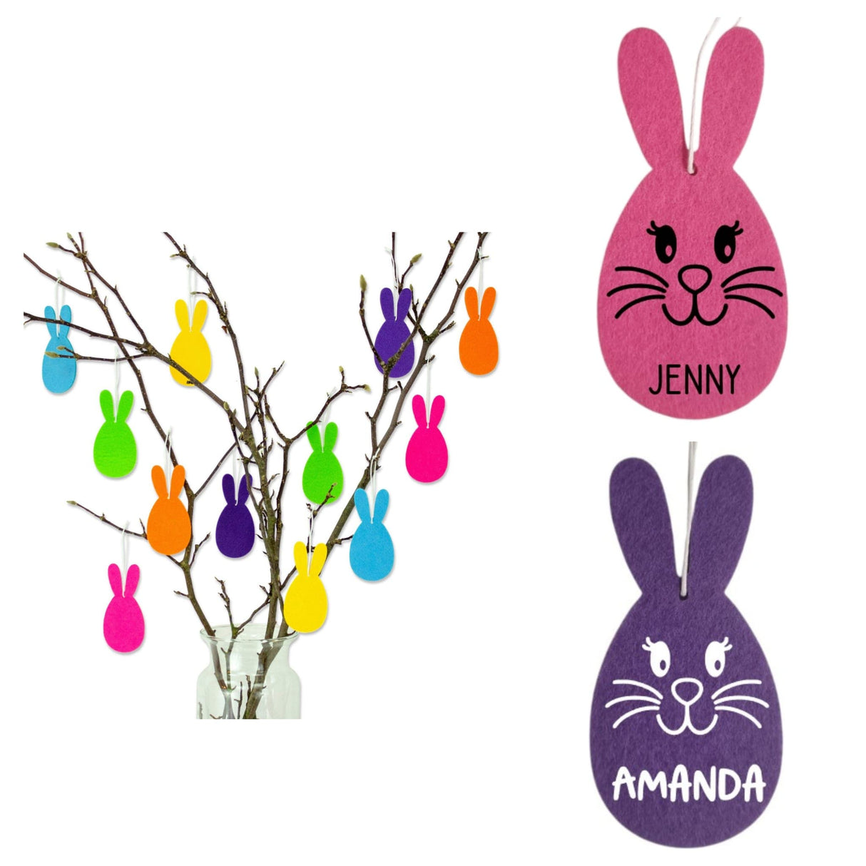 Osterhase mit Wimpern aus Filz personalisierbar