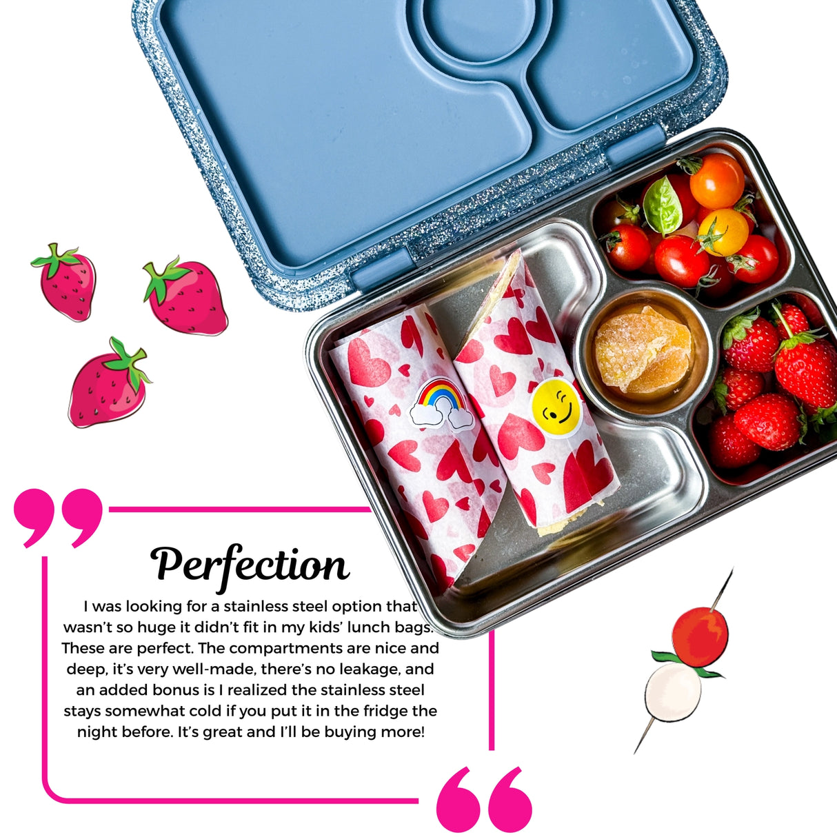 Znünibox Edelstahl Yumbox Prêt Glitzer Hellblau