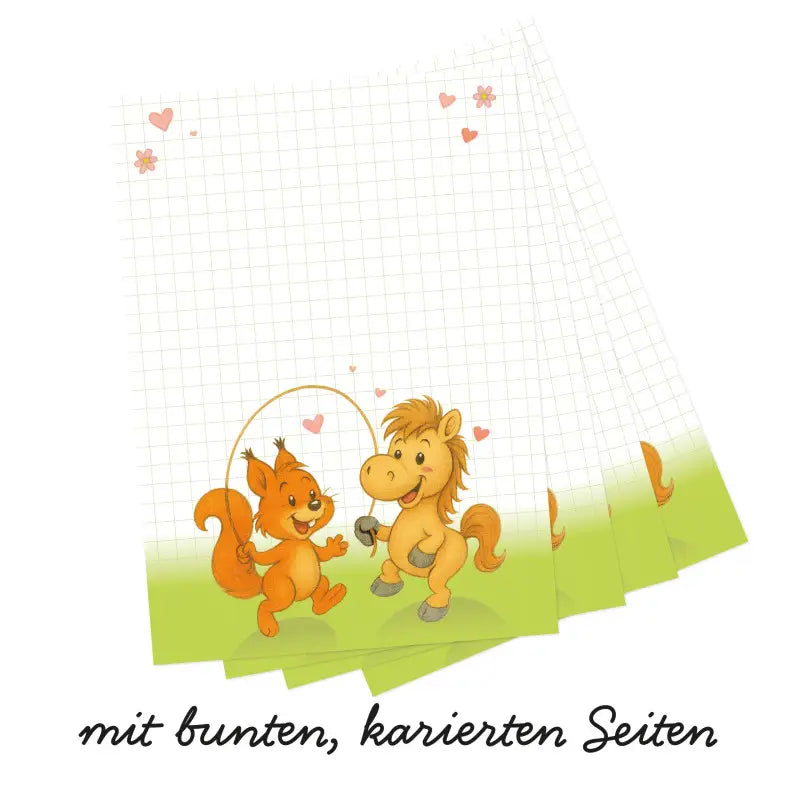 Notizblock Mooki & Friends Pferd und Eichhörnchen