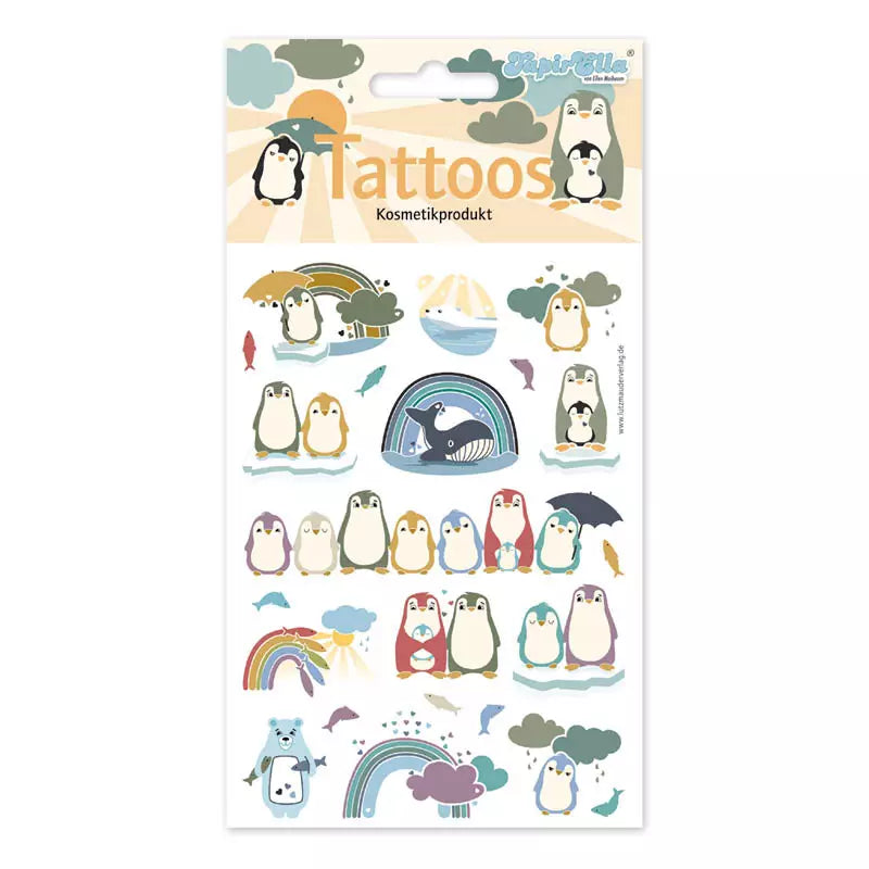 Kinder Tattoo Pinguin Familie