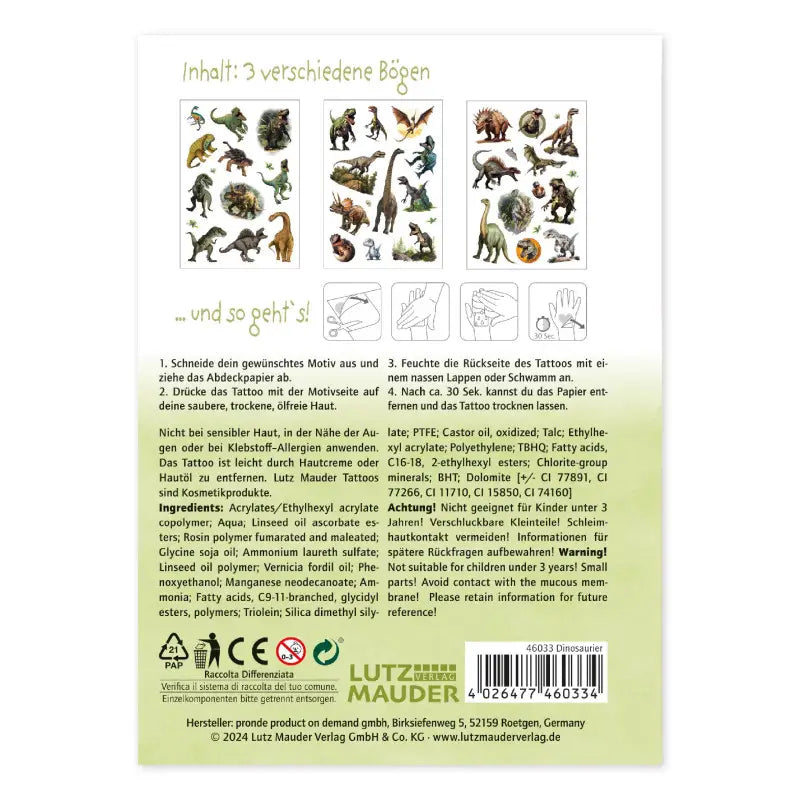 Kinder Tattoo Tapirella Dinosaurier