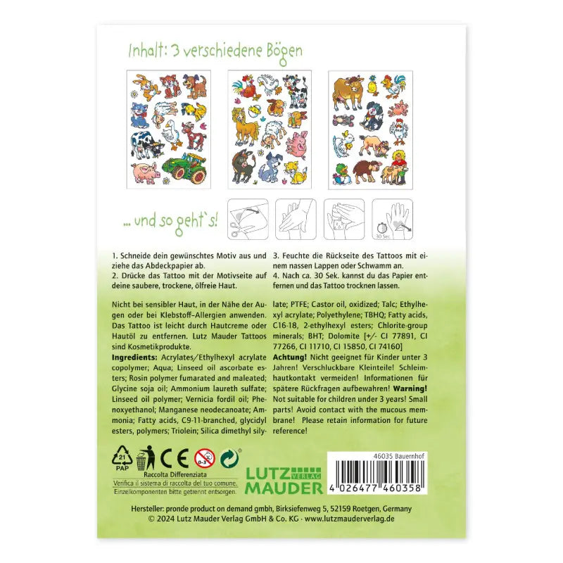 Kinder Tattoo Tapirella Bauernhof