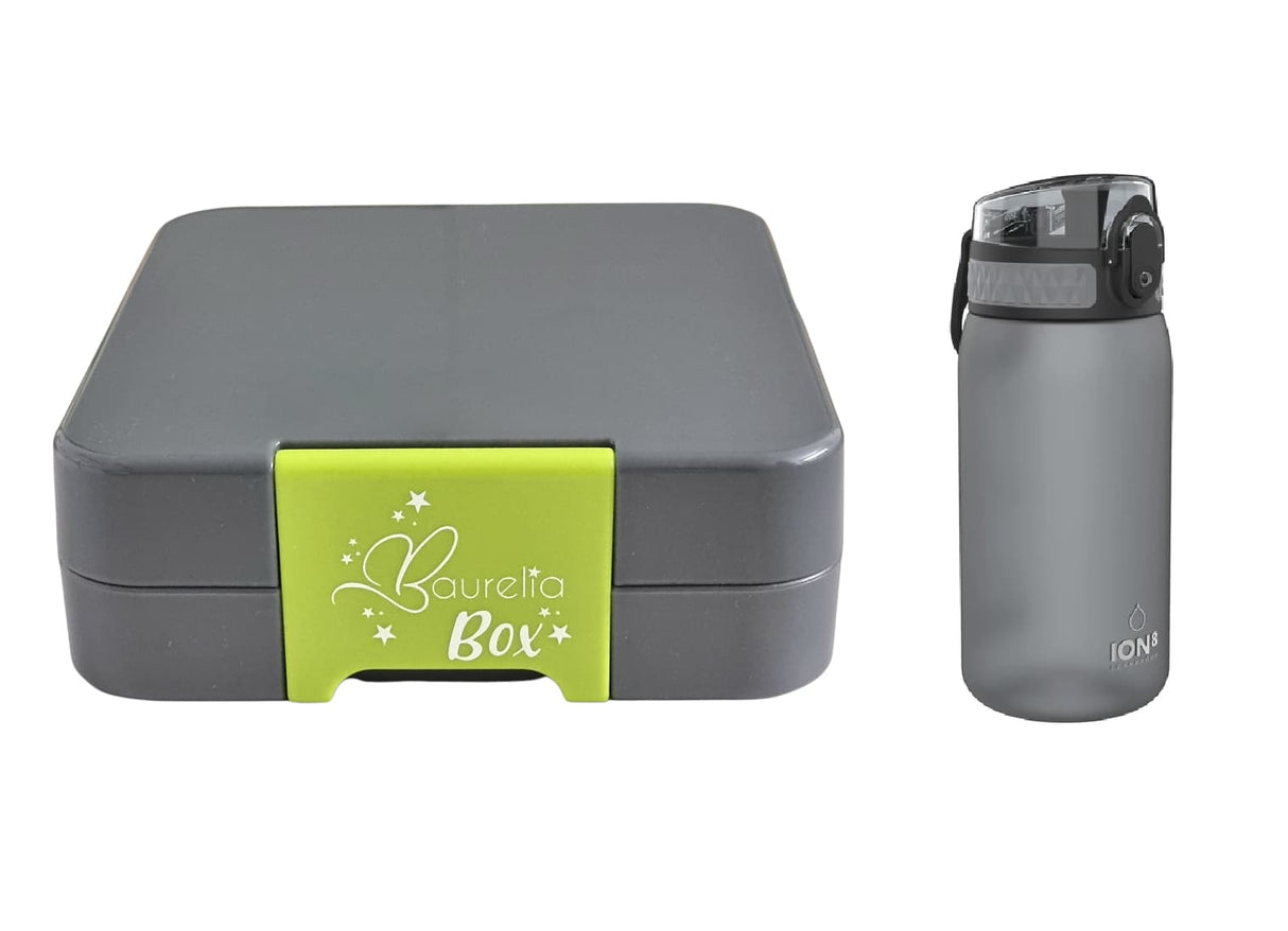 SET Znünibox und Trinkflasche Baurelia Box Midi mit Ion8 400ml Grau