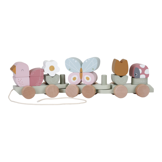 Little Dutch Eisenbahn mit Steckformen Blumen und Schmetterling