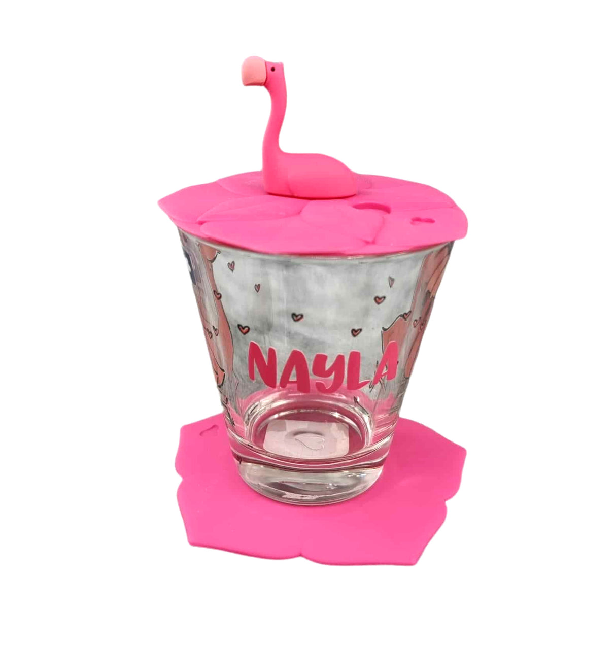 Trinkglas Kinder mit Untersetzer Leonardo Flamingo