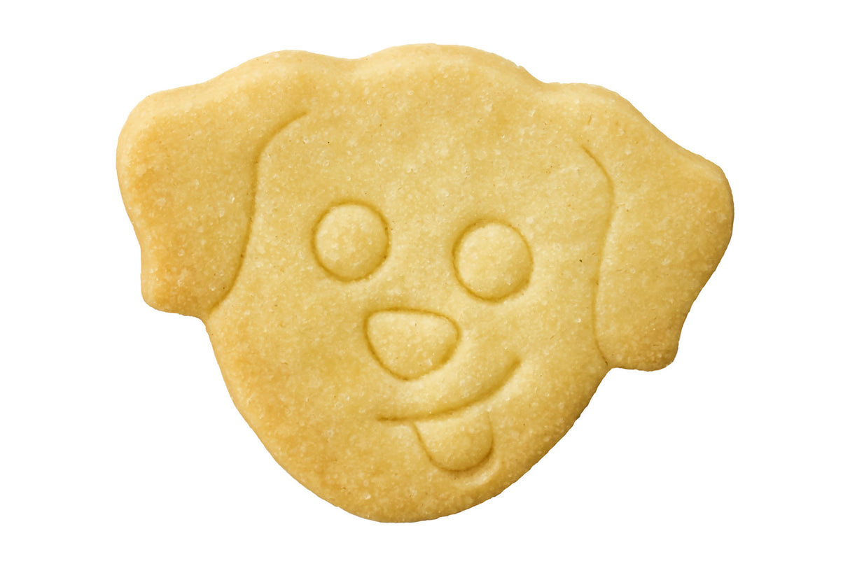 Edelstahl Ausstechform Hundekopf mit Prägung