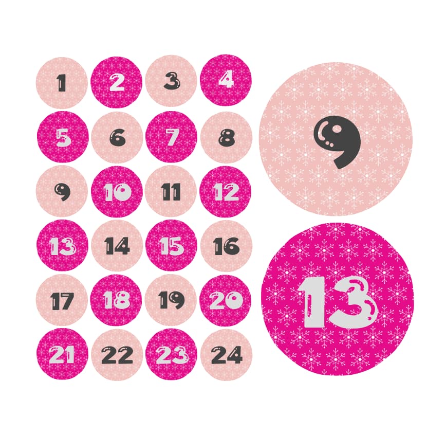 Adventskalender Zahlen Sticker Baurelia 44