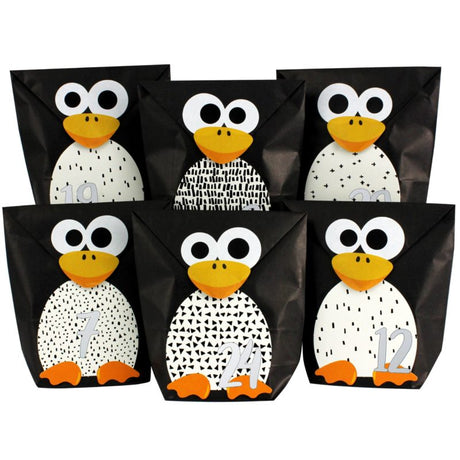 Adventskalender Pinguin Schwarz Weiss