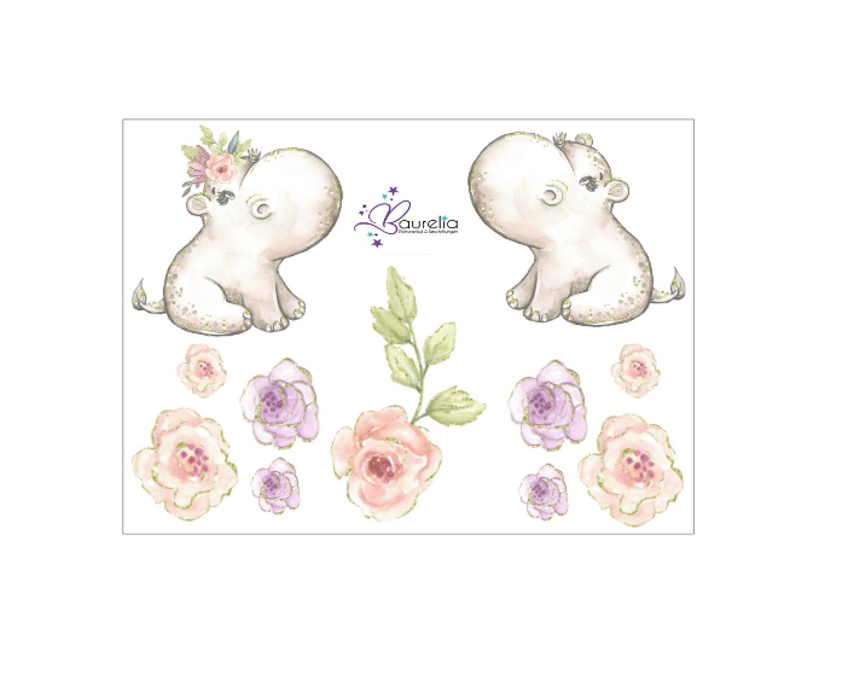 Stickerbogen Nilpferd 2