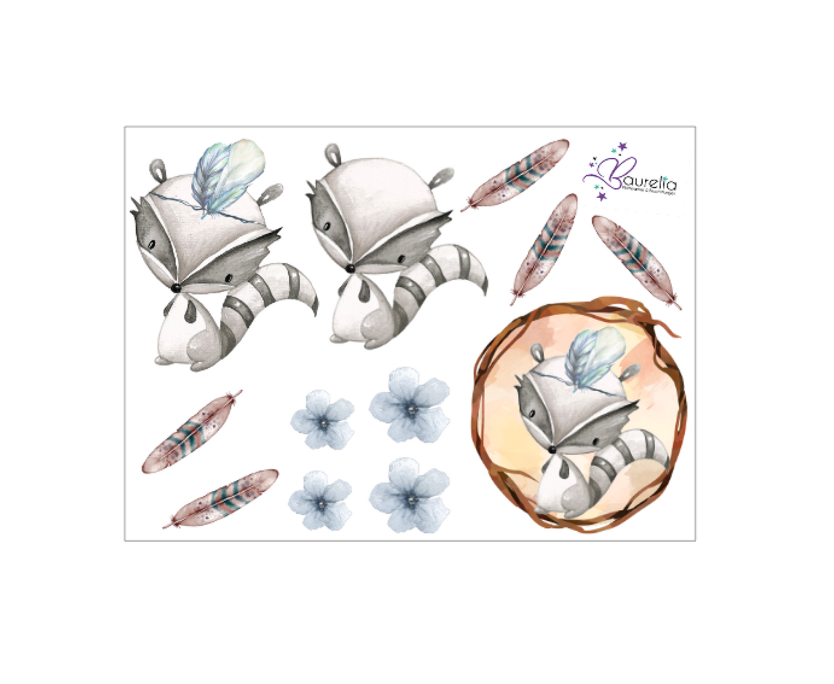 Stickerbogen Waschbär 1