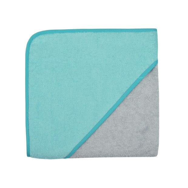 Kapuzen Badetuch Mint-Grau