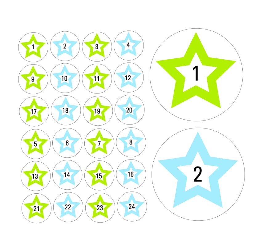 Adventskalender Zahlen Sticker Baurelia 13