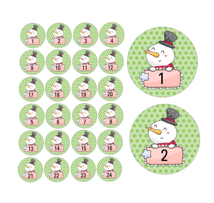 Adventskalender Zahlen Sticker Baurelia 9