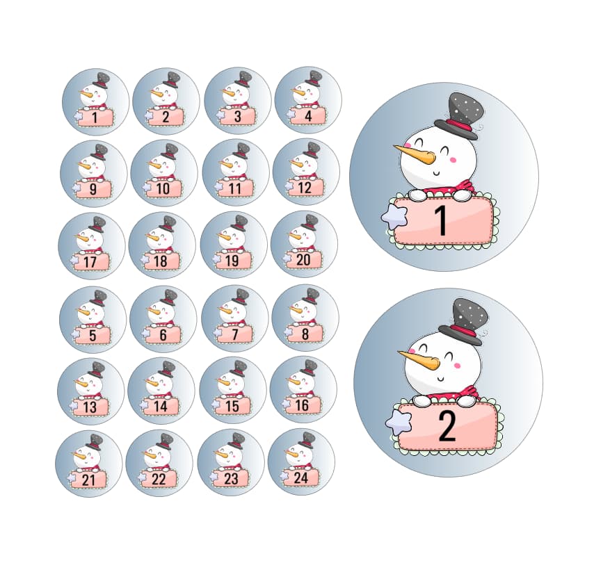 Adventskalender Zahlen Sticker Baurelia 11