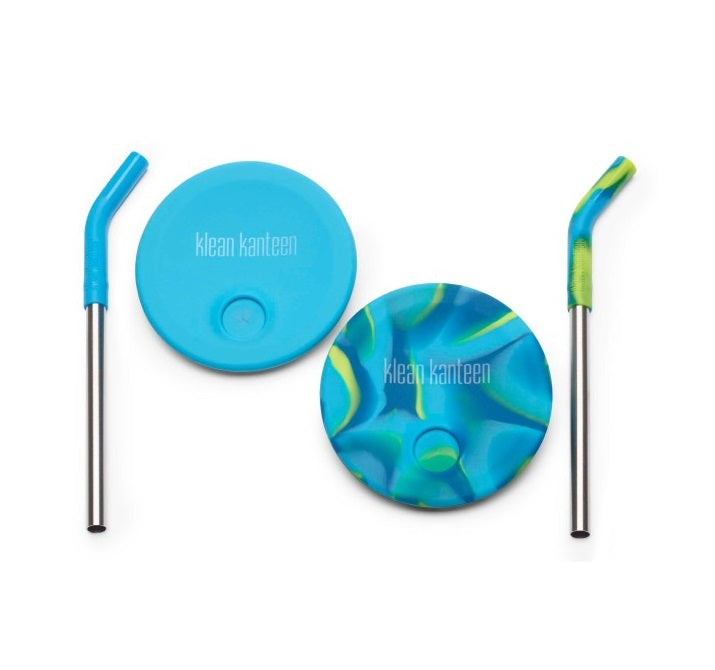 Klean Kanteen Ersatzdeckel mit Strohhalm Blau