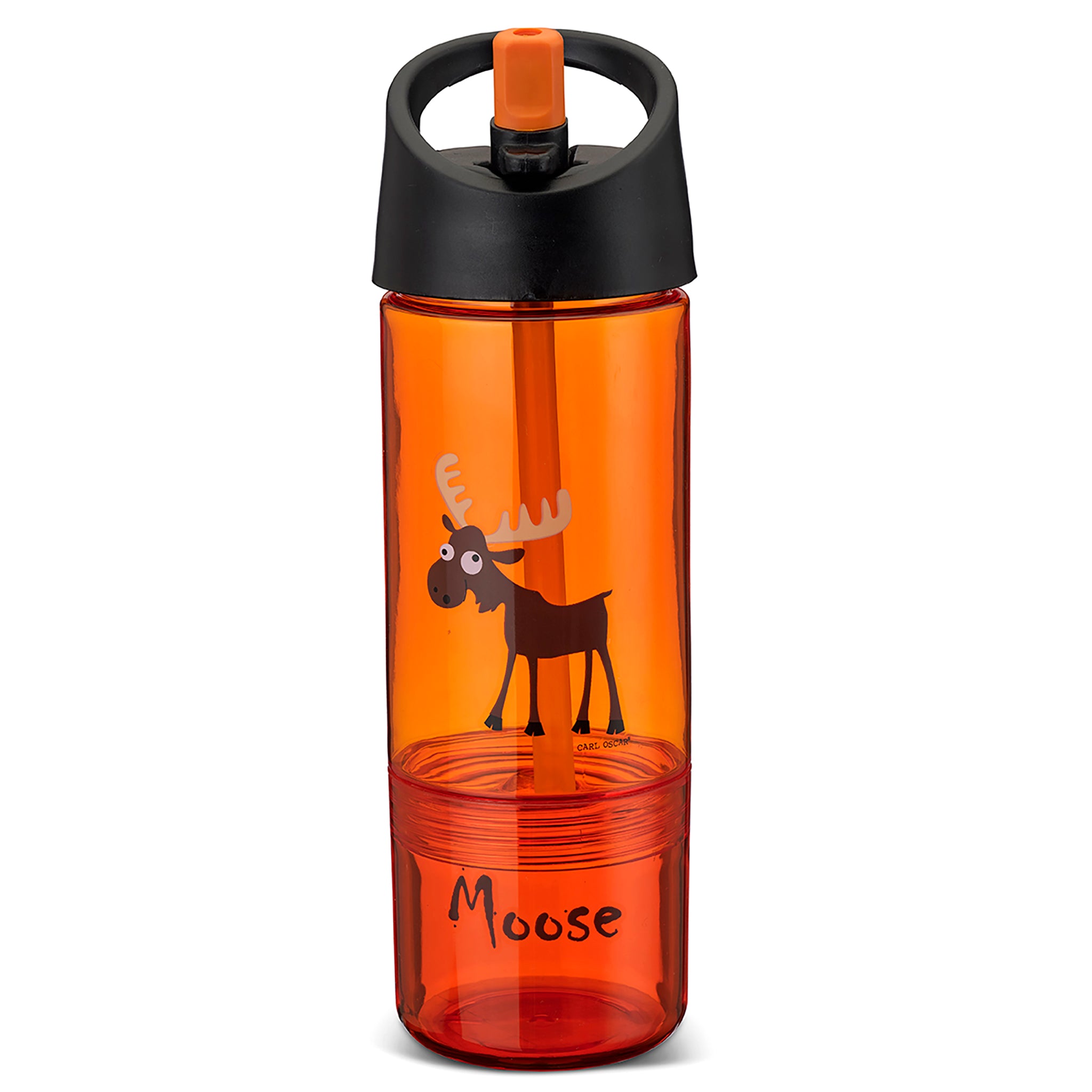 Carl Oscar Kinder-Trinkflasche 0,35 L – Mit Tragegriff, Saugrohr, Auslaufsicher, Spülmaschinenfest, Orange
