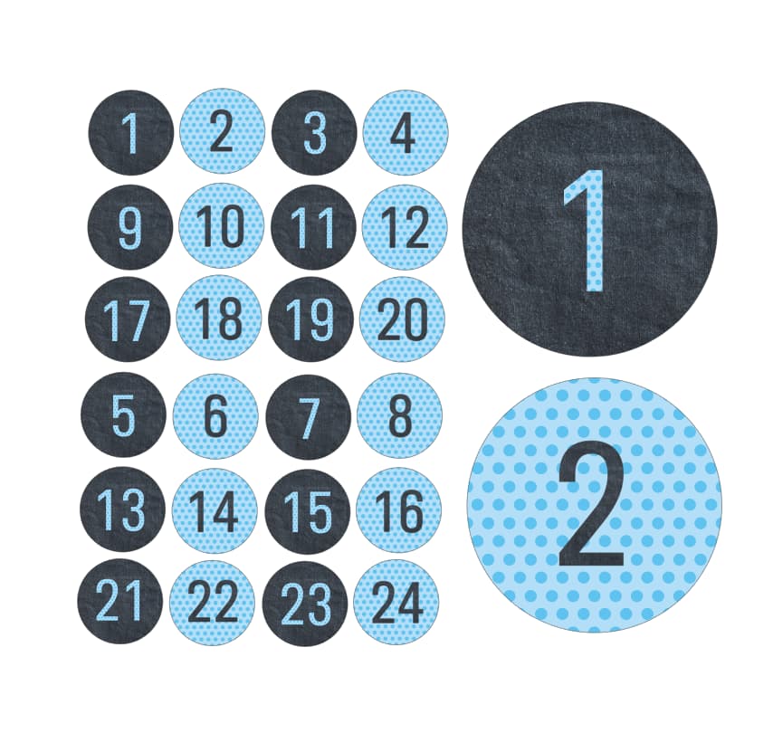 Adventskalender Zahlen Sticker Baurelia 2